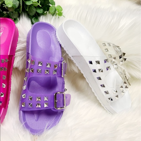 New! Studded Purple Jelly Sandal Slides - Picture 5 of 9